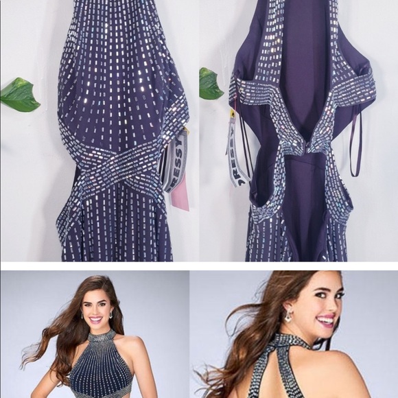 New LA FEMME Mirror Ovary Cutout Formal Gown 2 - Picture 8 of 8